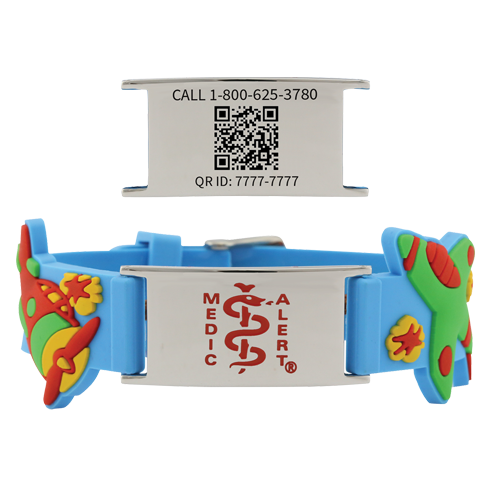 QR Code Child Titanium Medical ID Bracelet Blue, Blue, large image number 0